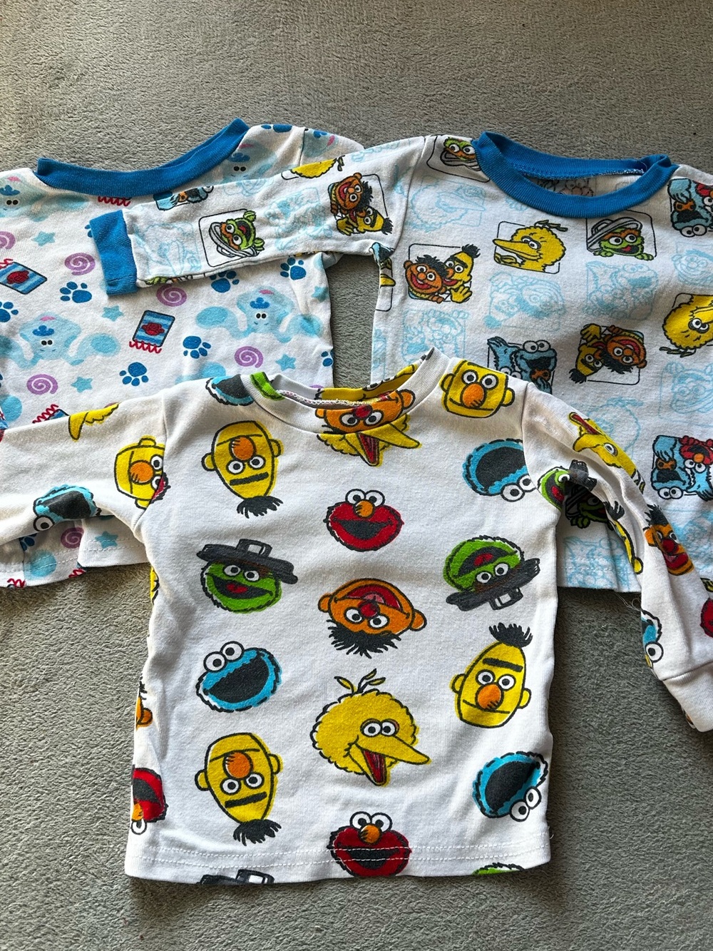 Toddler Sesame Street Blue clues Character Pajama Top Bundle Lot